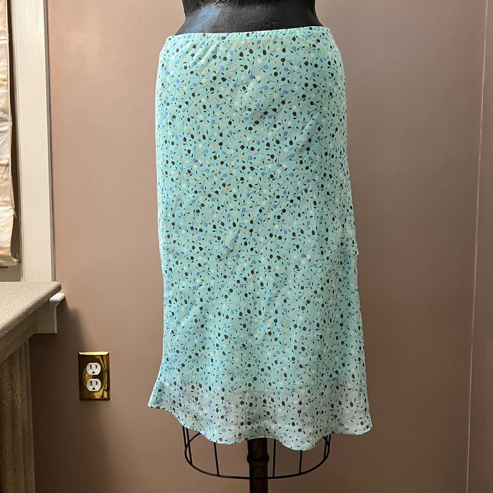 90’s Forever 21 Blue Floral Midi Pencil Skirt Size M